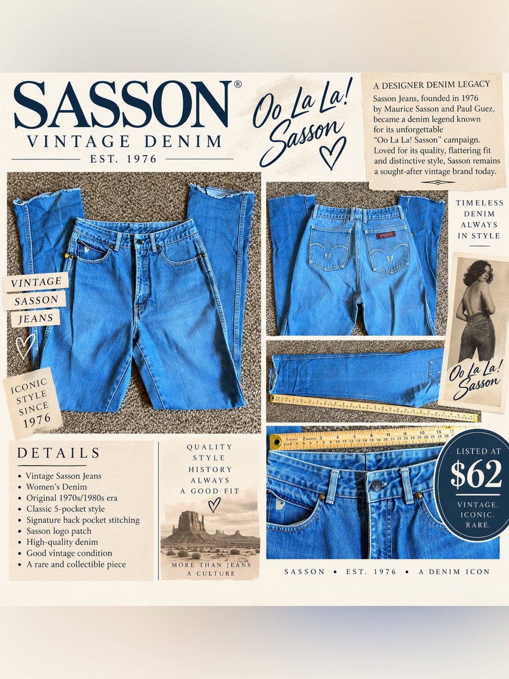 Vintage Sasson Jeans Women's Straight Blue Denim